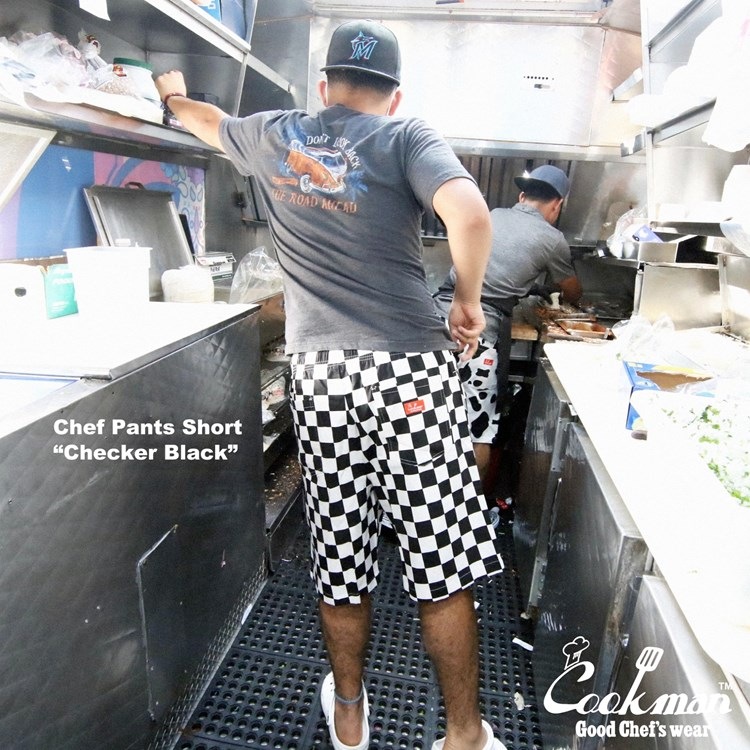 եѥ Chef Pants Short Checker Black