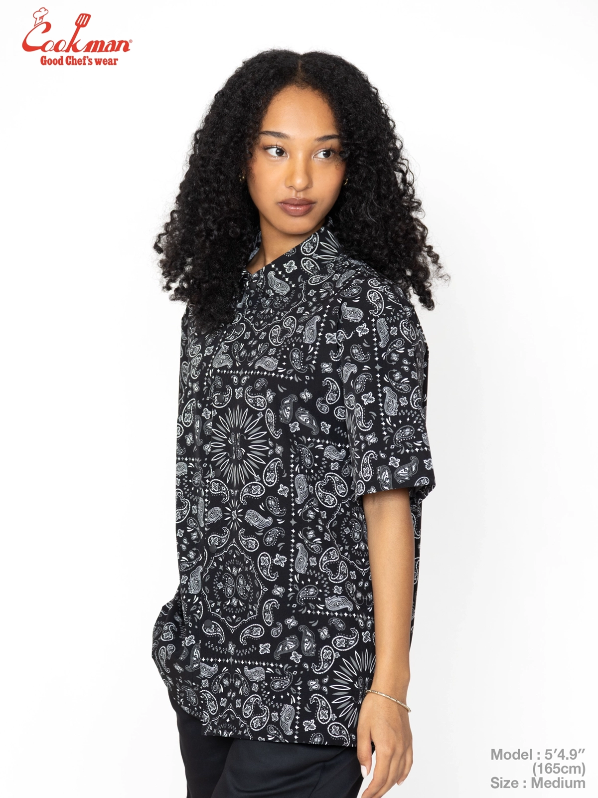 �������� Work Shirts Short Sleeve Light Paisley Black