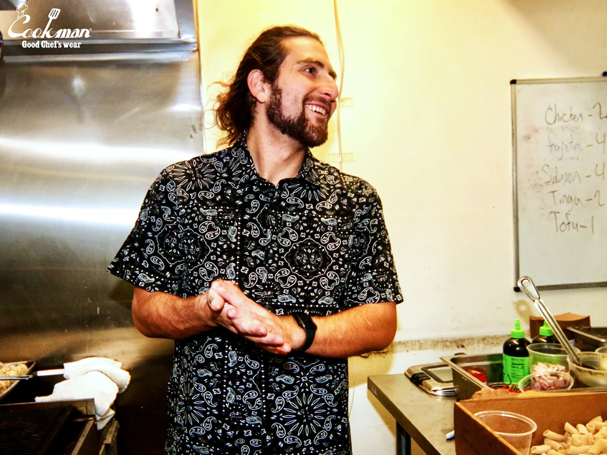 �������� Work Shirts Short Sleeve Light Paisley Black