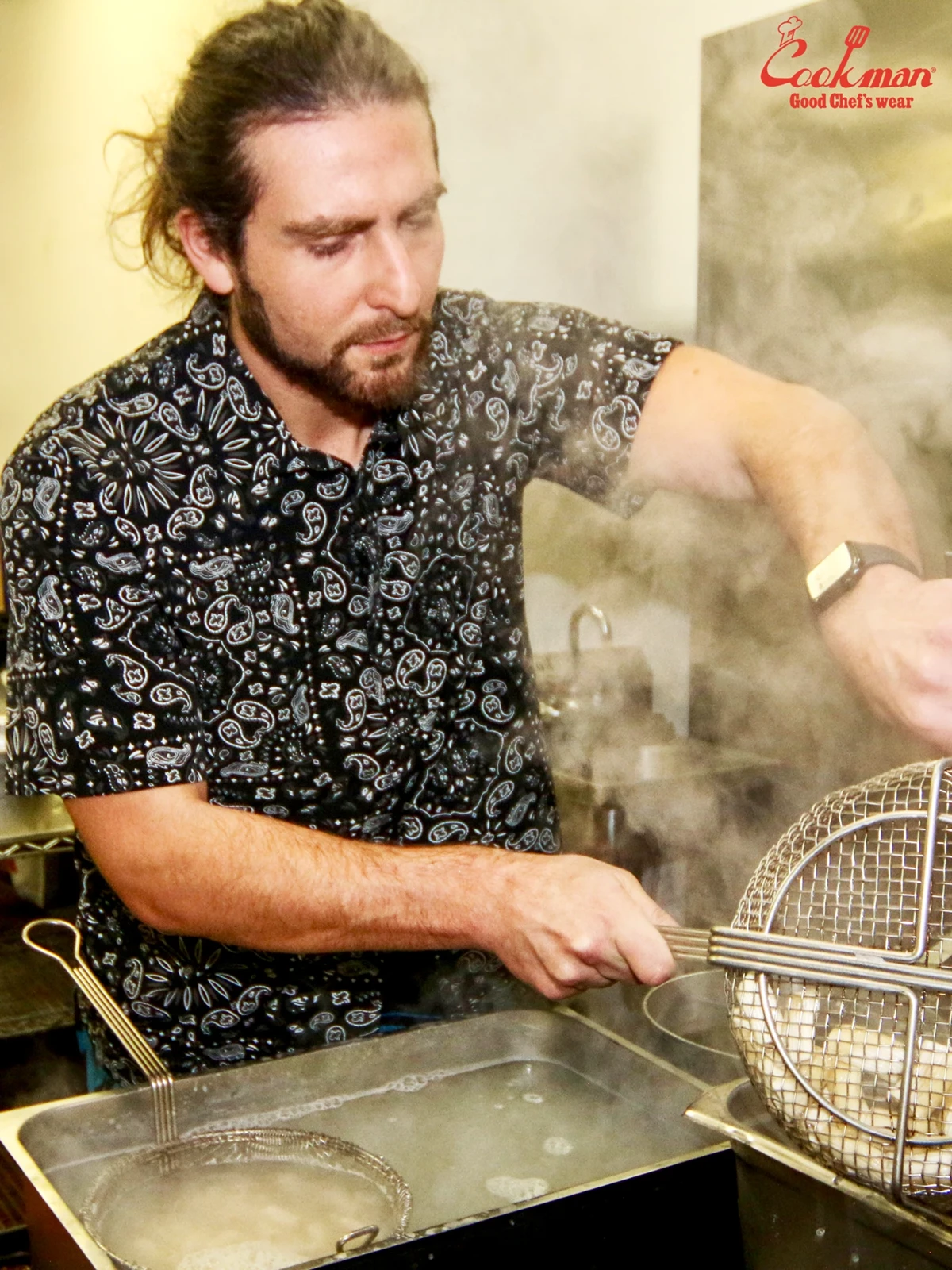 �������� Work Shirts Short Sleeve Light Paisley Black