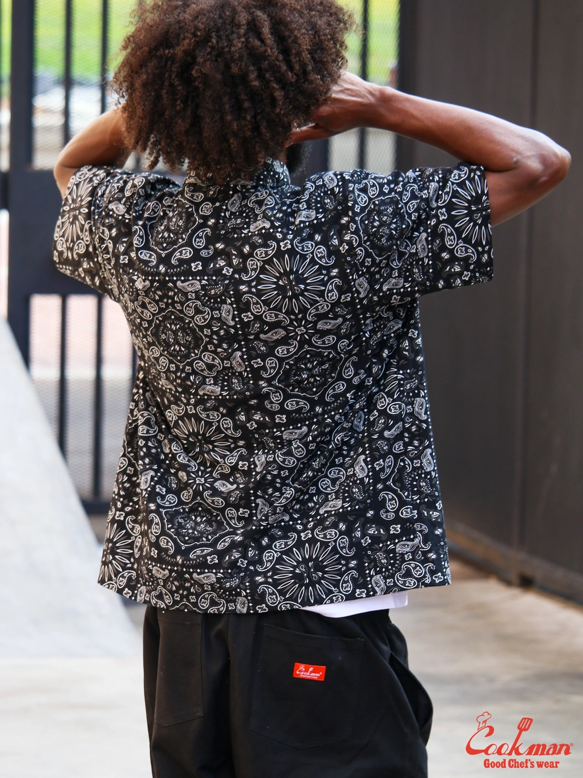 �������� Work Shirts Short Sleeve Light Paisley Black