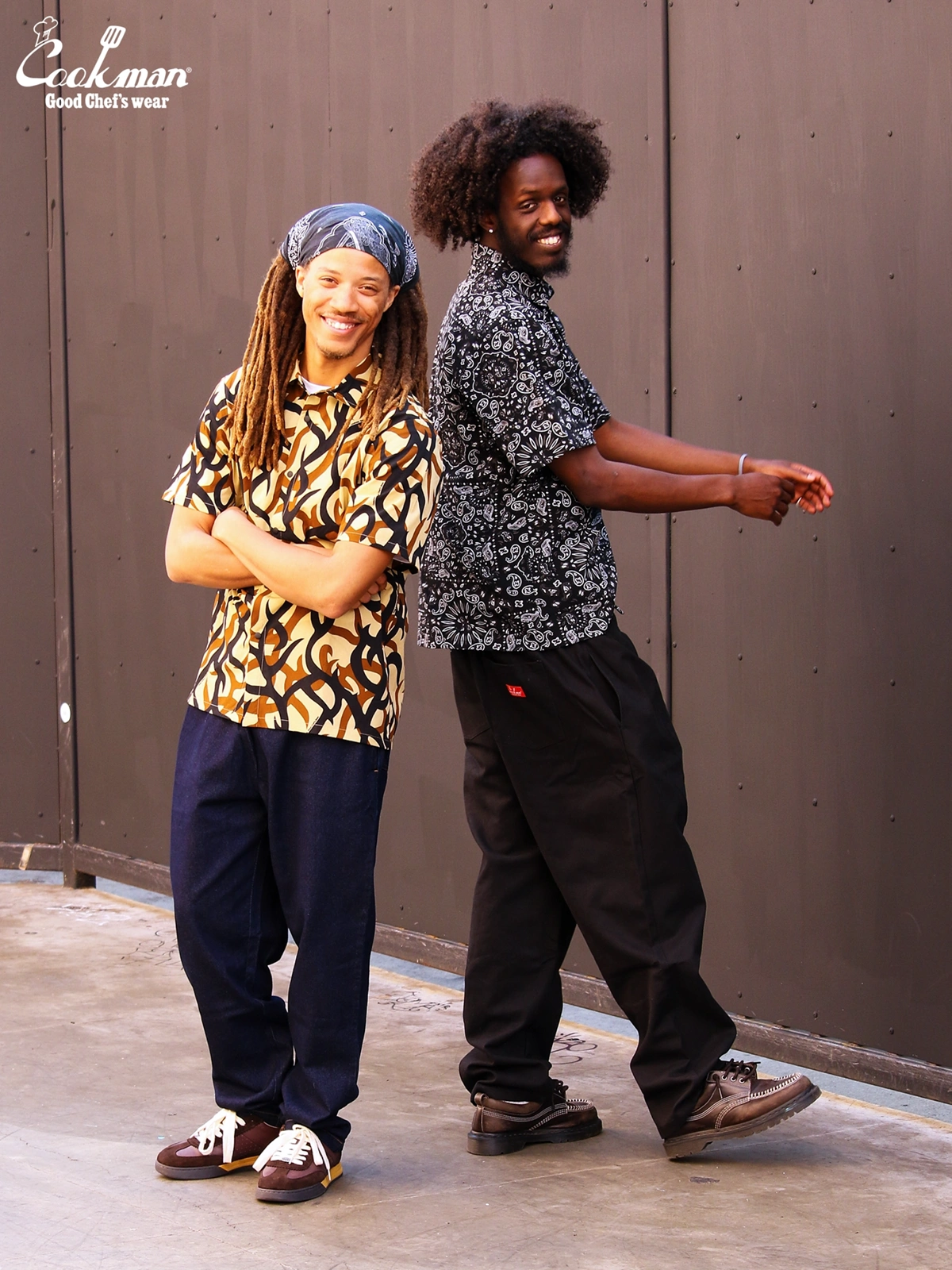 �������� Work Shirts Short Sleeve Light Paisley Black