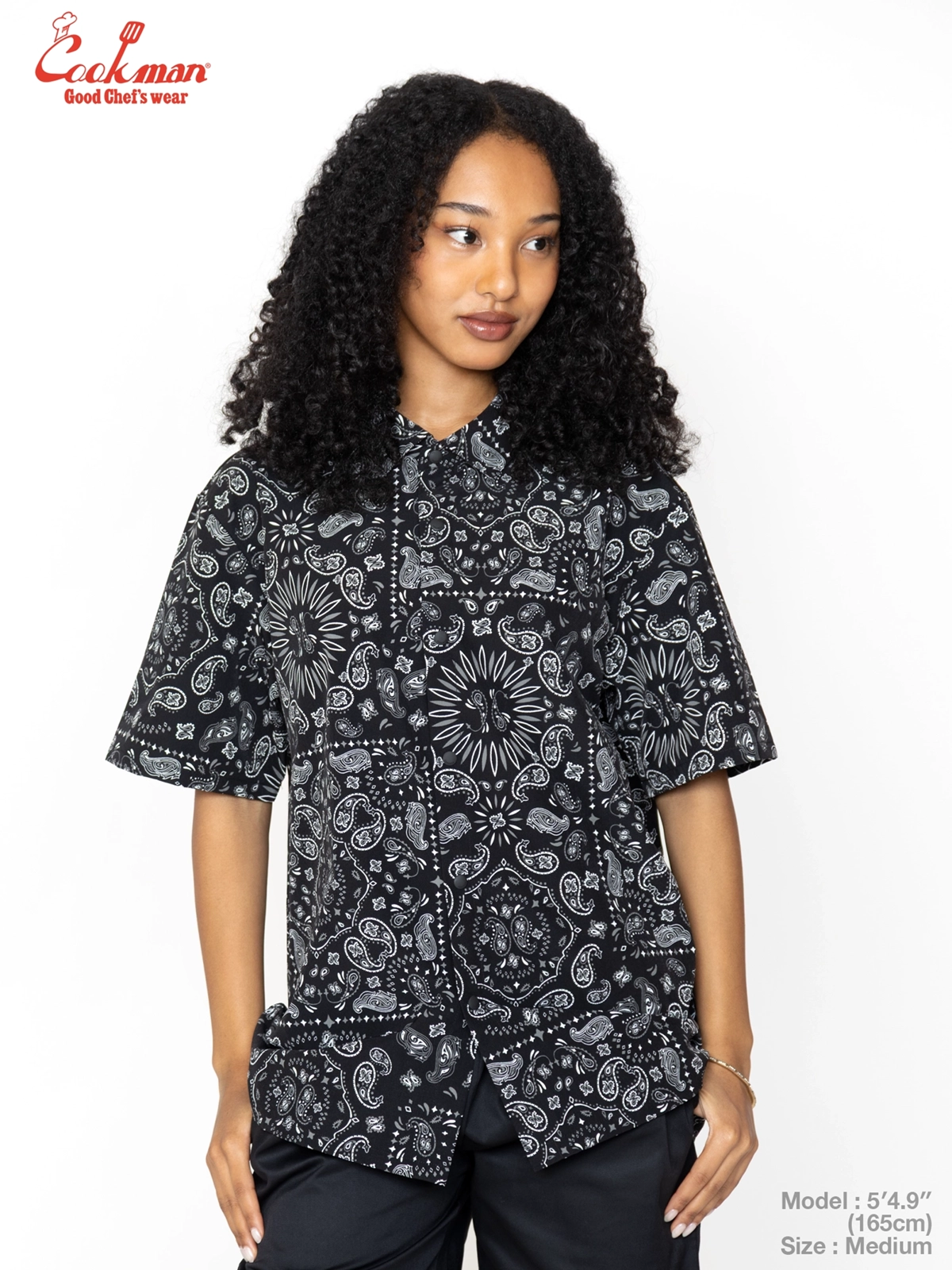 �������� Work Shirts Short Sleeve Light Paisley Black