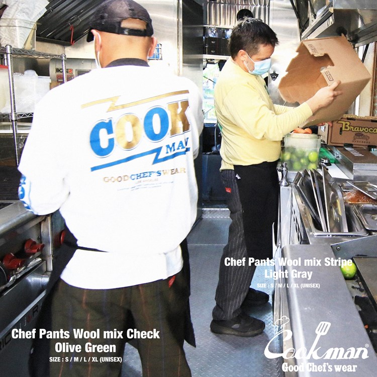 �����եѥ�� Chef Pants Wool Mix Stripe Light Gray