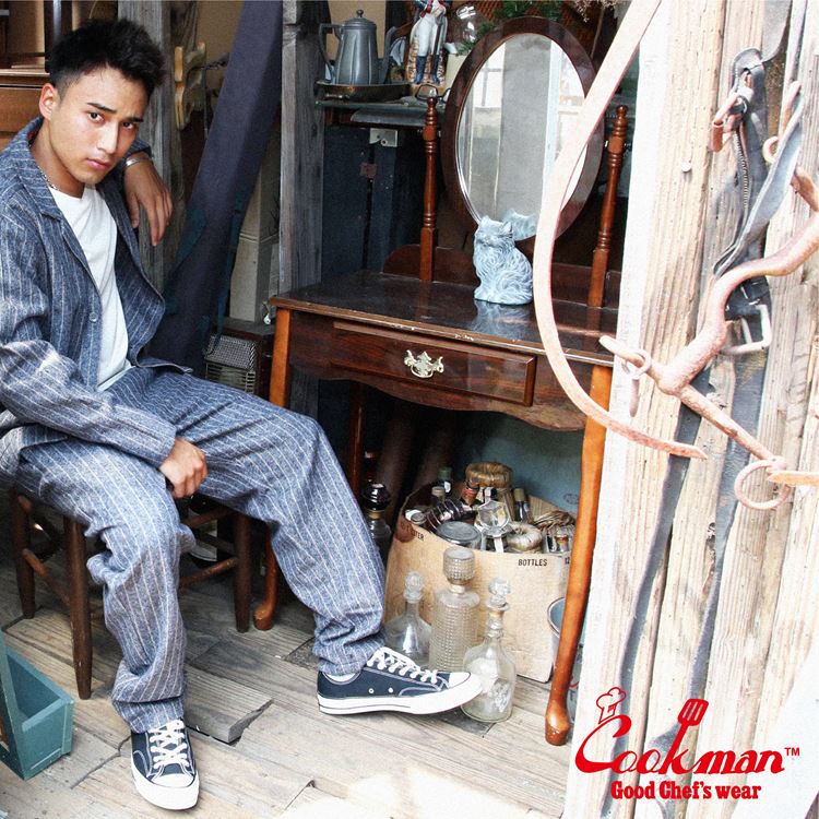 �����եѥ�� Chef Pants Wool Mix Stripe Light Gray