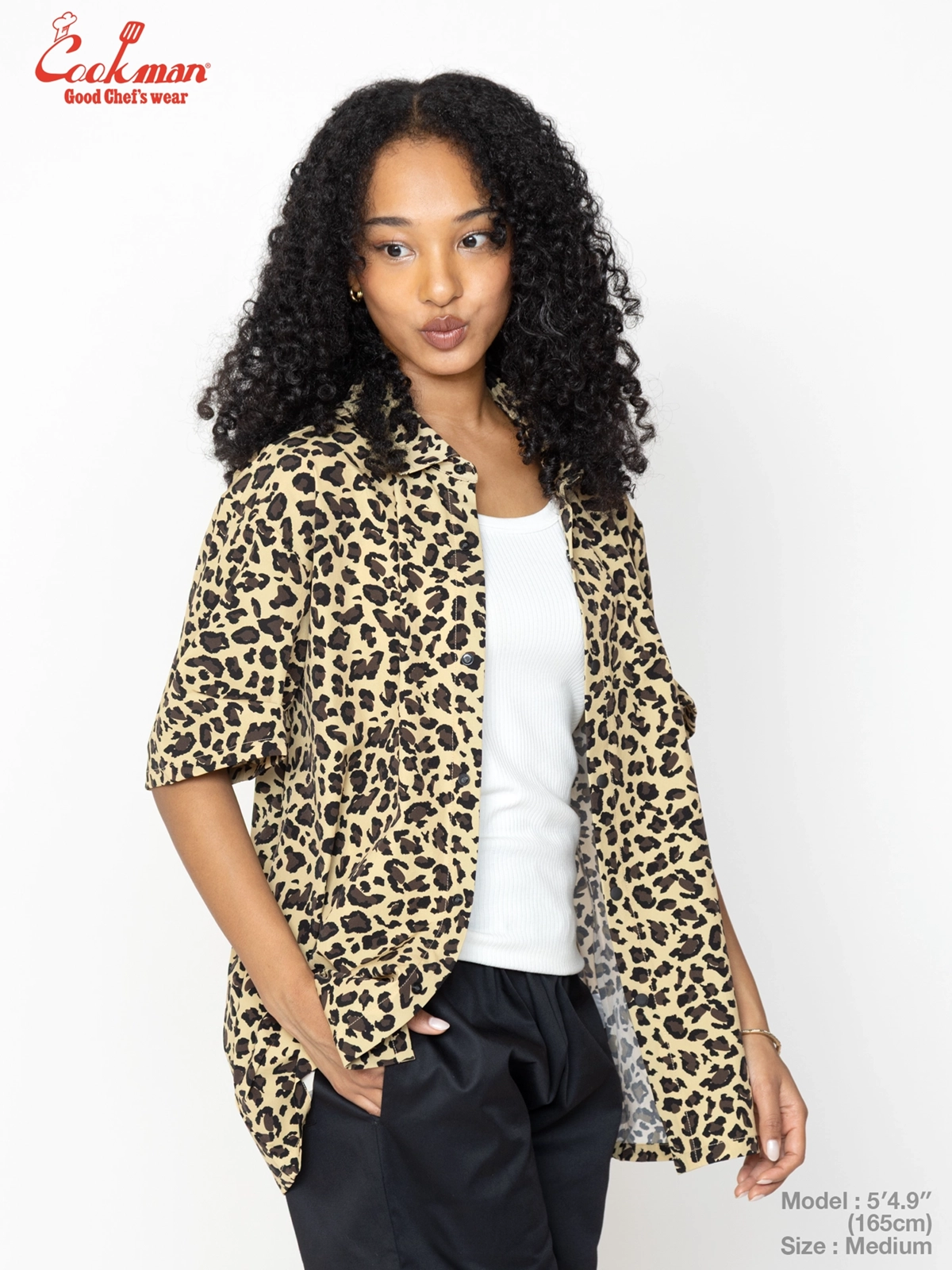 �������� Work Shirts Short Sleeve Light Leopard Beige