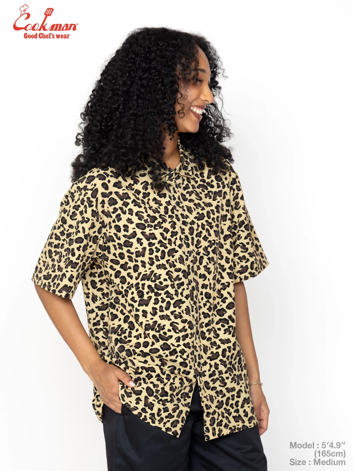 �������� Work Shirts Short Sleeve Light Leopard Beige