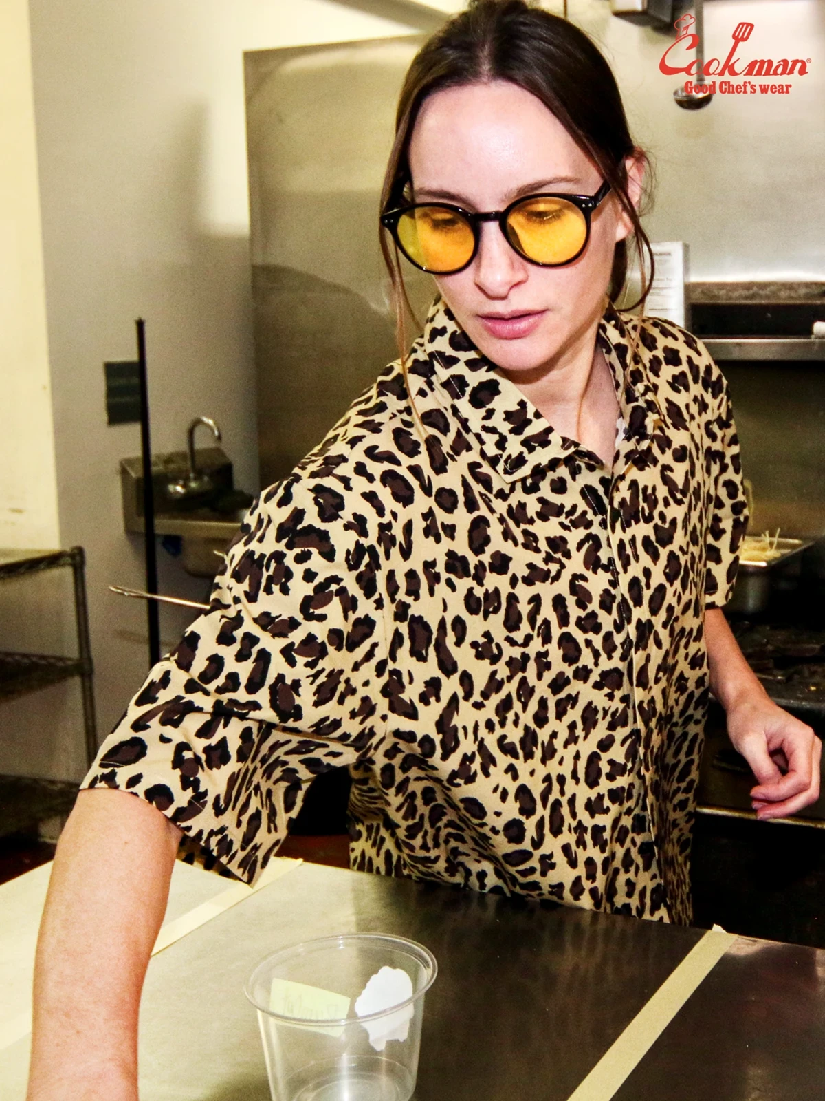 �������� Work Shirts Short Sleeve Light Leopard Beige