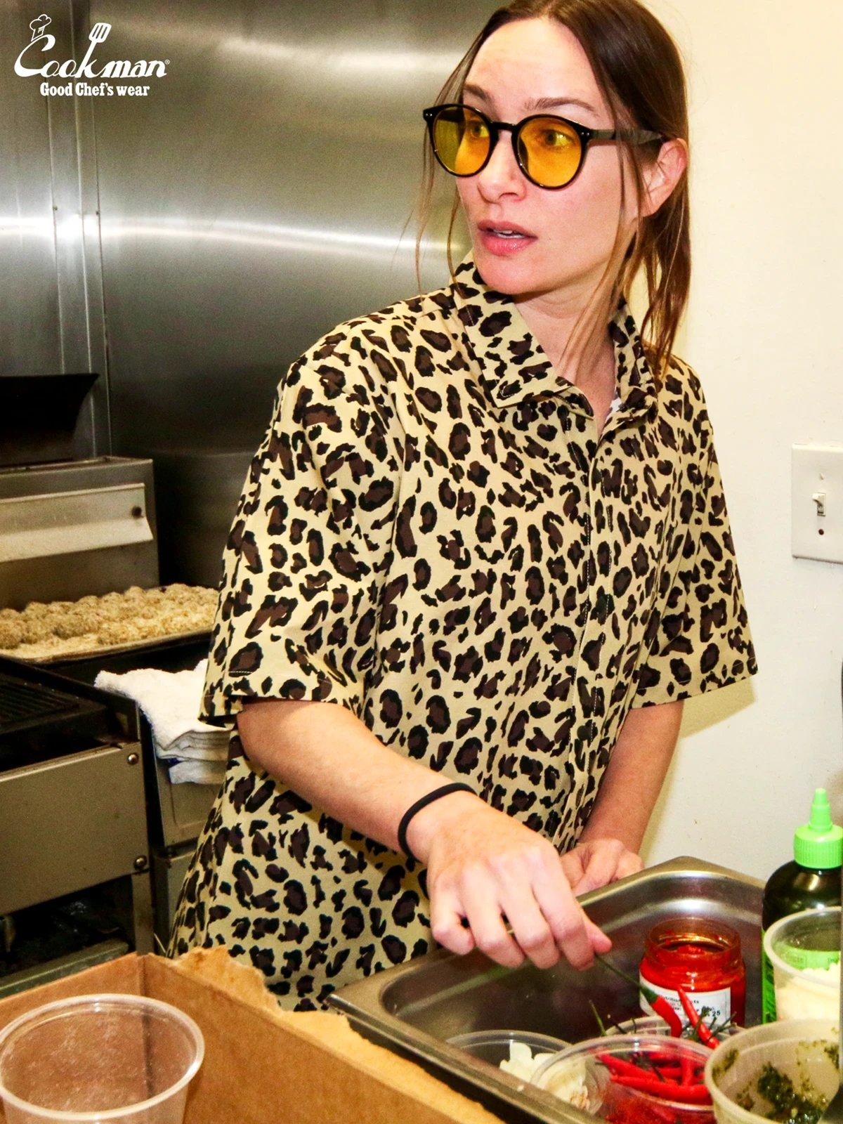 �������� Work Shirts Short Sleeve Light Leopard Beige