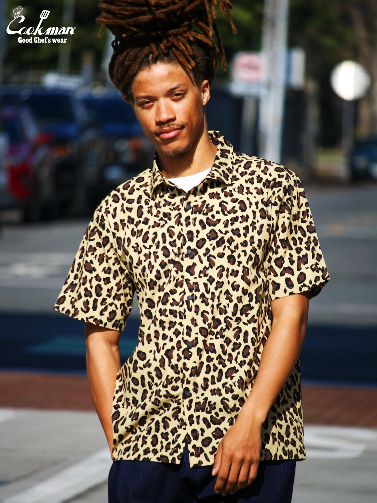 �������� Work Shirts Short Sleeve Light Leopard Beige