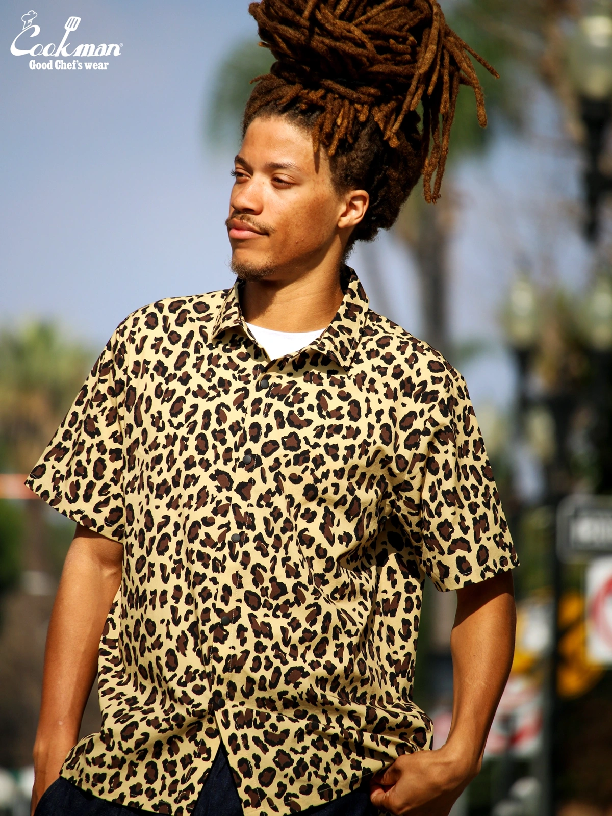�������� Work Shirts Short Sleeve Light Leopard Beige