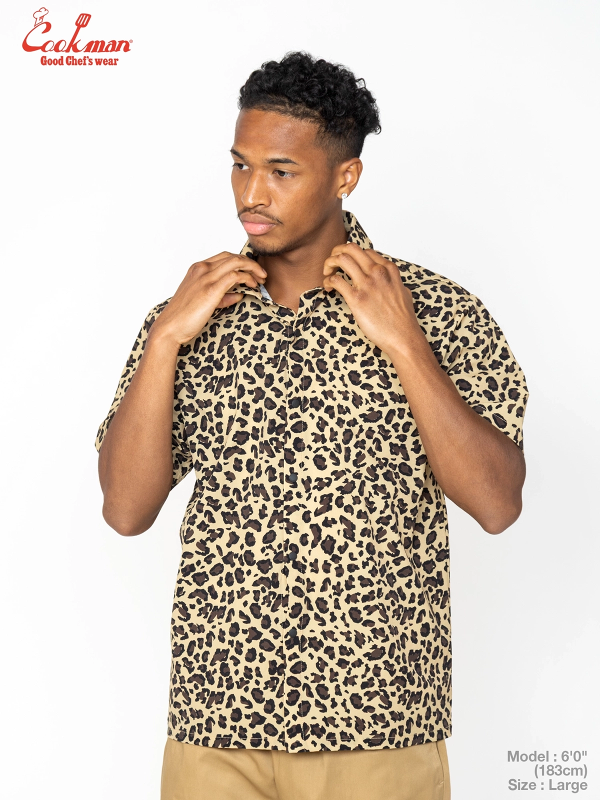 �������� Work Shirts Short Sleeve Light Leopard Beige