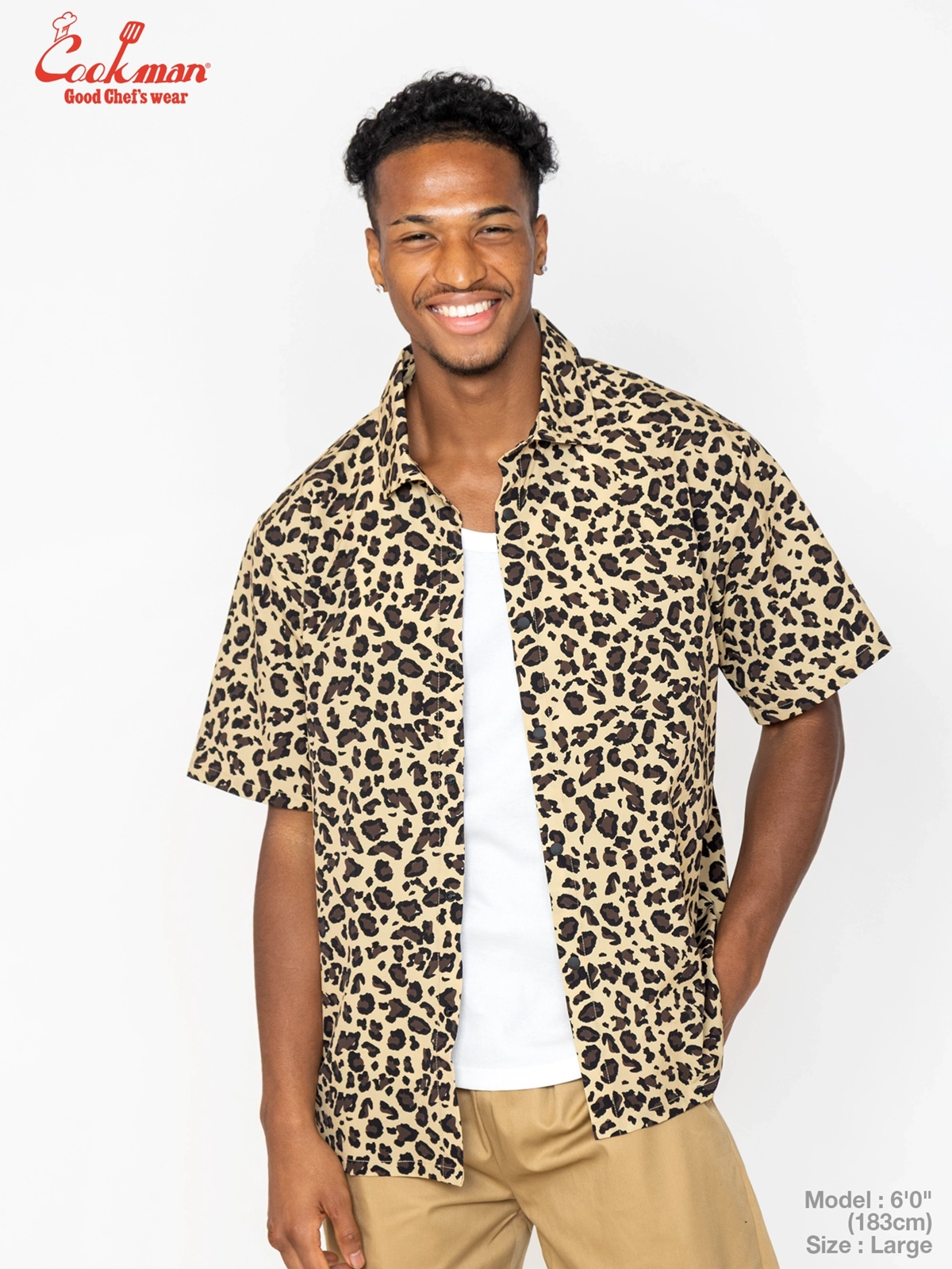 �������� Work Shirts Short Sleeve Light Leopard Beige