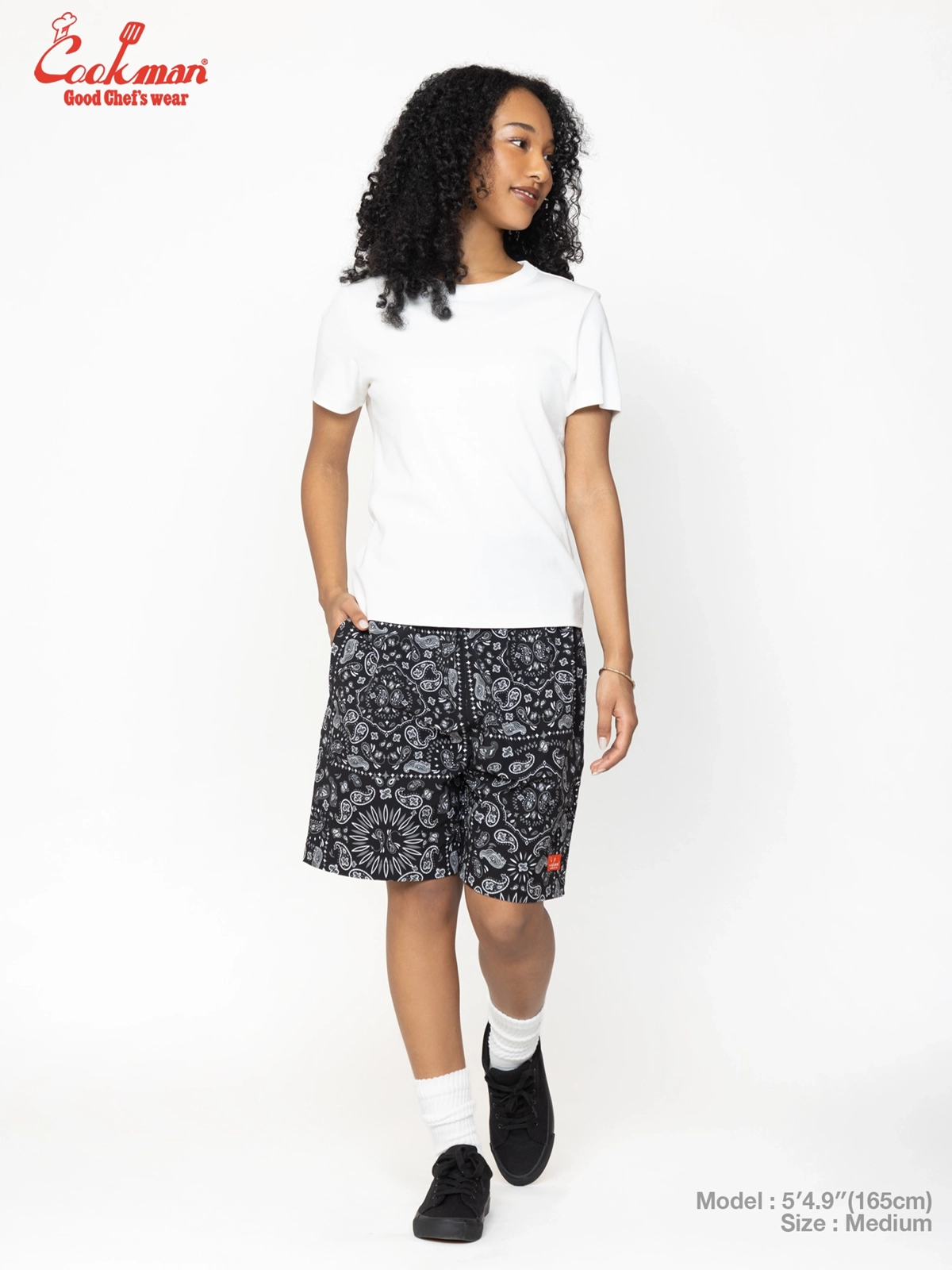 �����եѥ�� Chef Pants Short Light Paisley Black