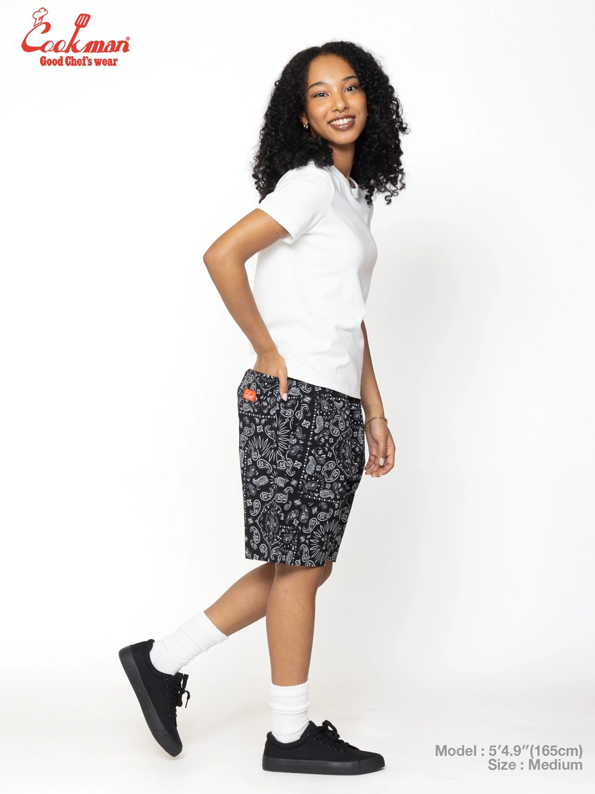 �����եѥ�� Chef Pants Short Light Paisley Black