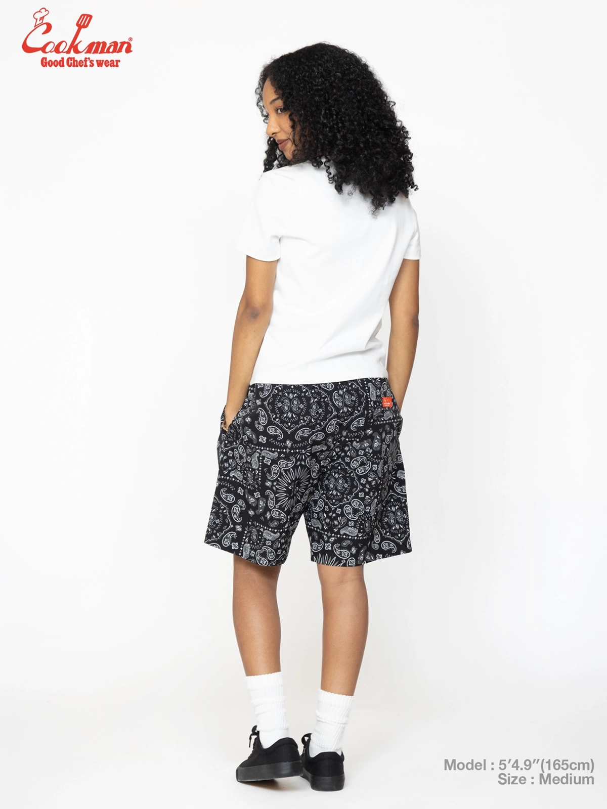�����եѥ�� Chef Pants Short Light Paisley Black