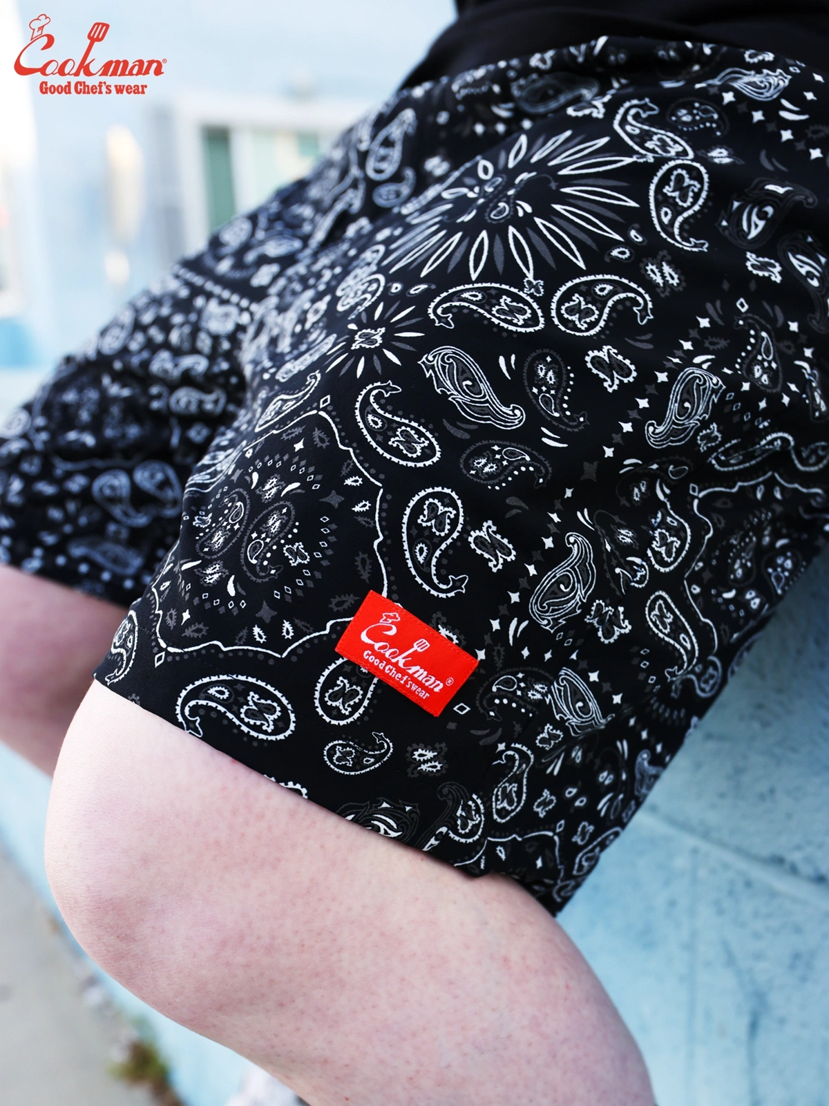 �����եѥ�� Chef Pants Short Light Paisley Black