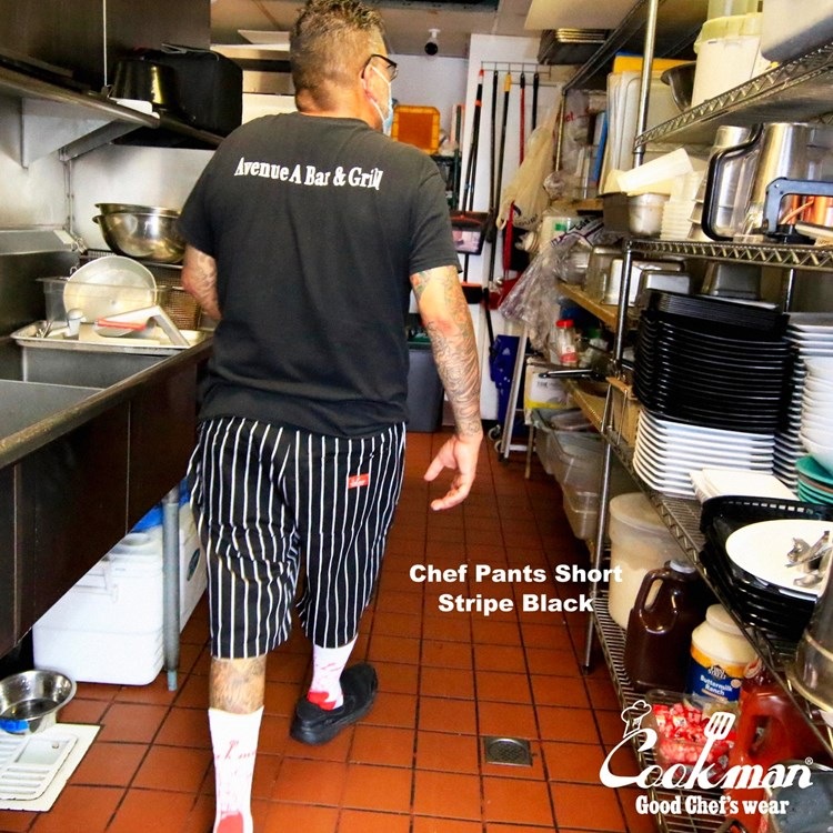 �����եѥ�� Chef Pants Short Stripe Black
