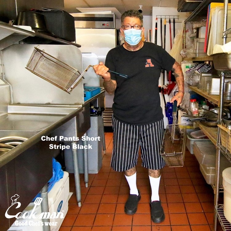 �����եѥ�� Chef Pants Short Stripe Black