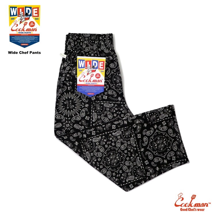 磻ɥեѥ Wide Chef Pants Paisley Black