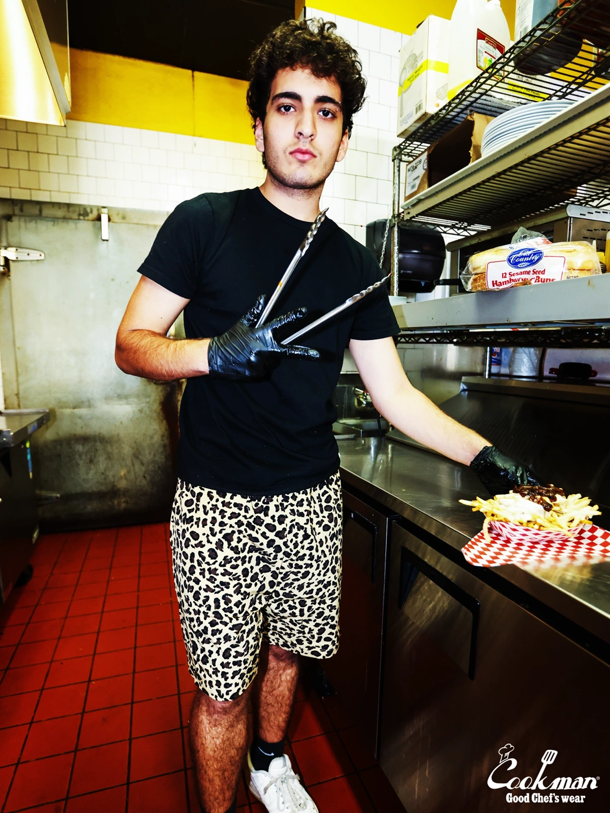 �����եѥ�� Chef Pants Short Light Leopard Beige