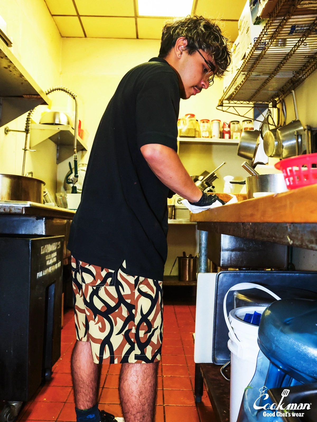 �����եѥ�� Chef Pants Short Light Tribal Camo Beige