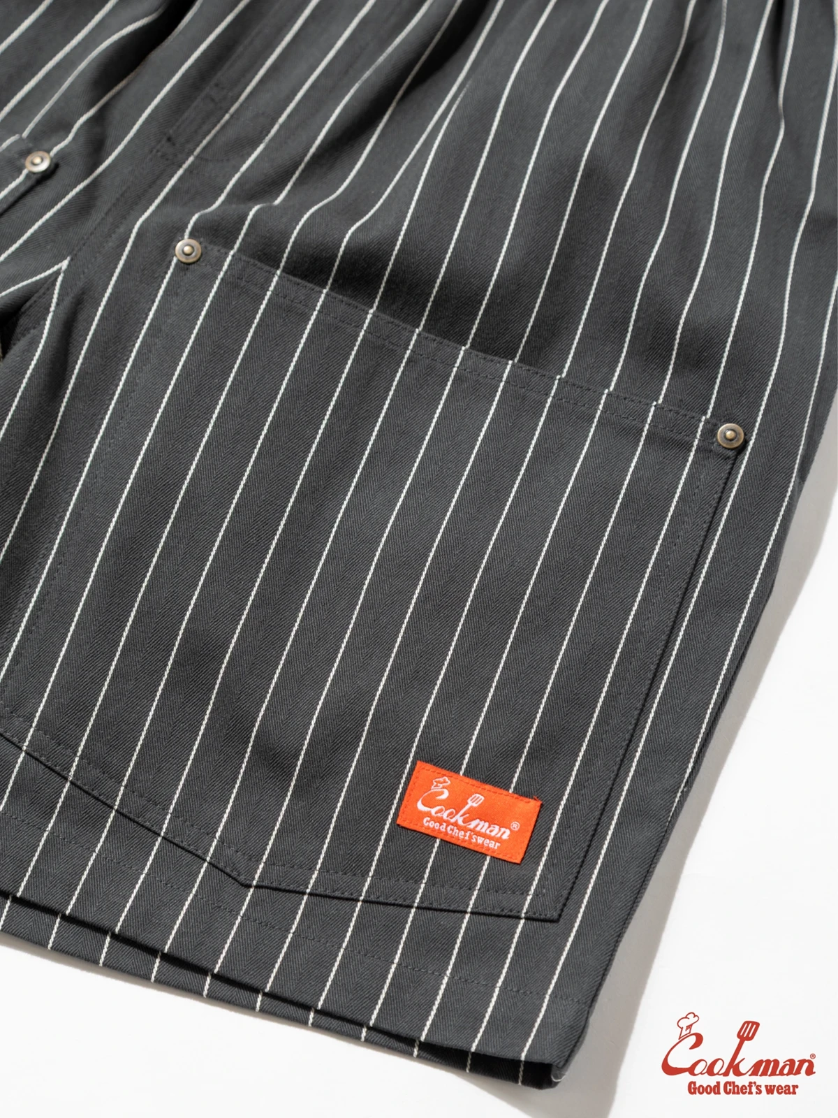 �����եѥ�� Chef Pants Short Front Pocket Herringbone Stripe Charcoal