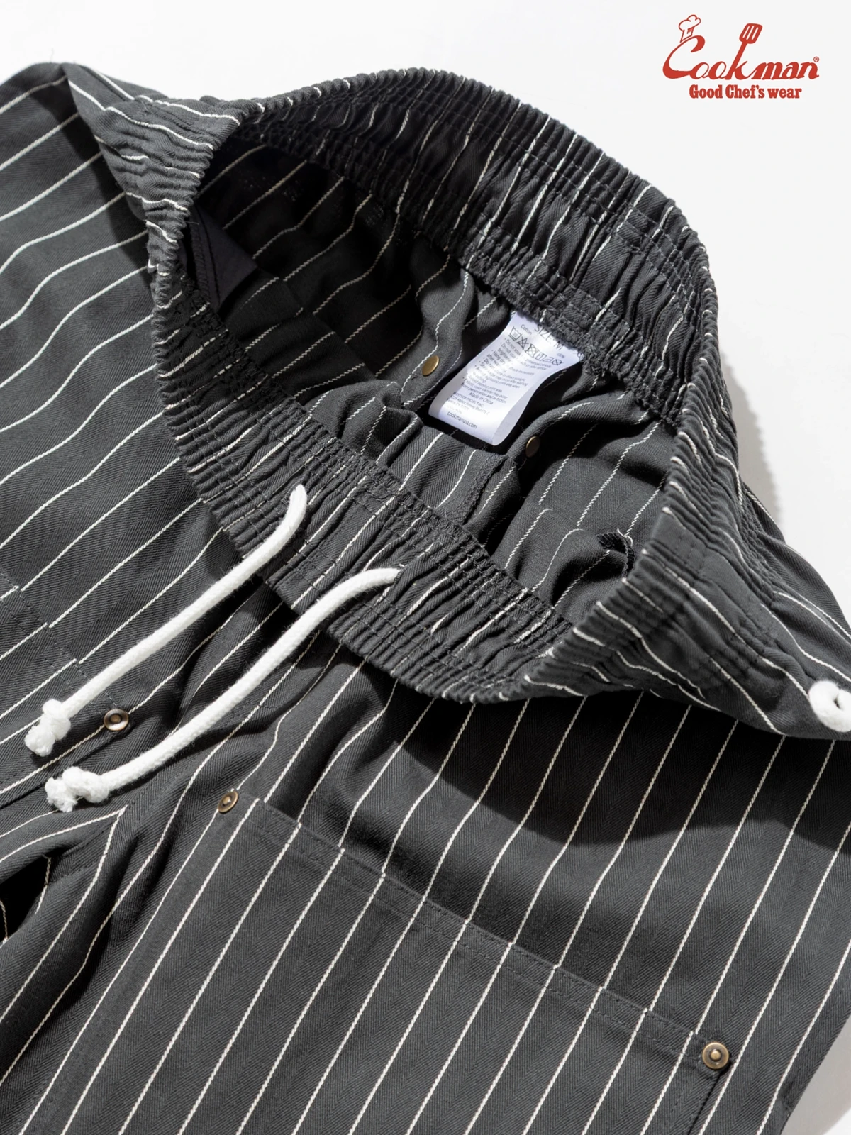 �����եѥ�� Chef Pants Short Front Pocket Herringbone Stripe Charcoal