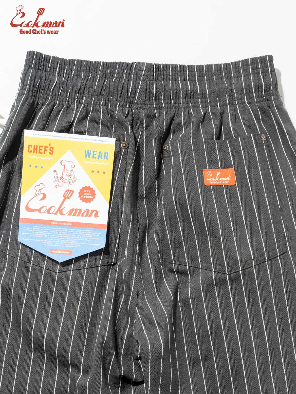 �����եѥ�� Chef Pants Short Front Pocket Herringbone Stripe Charcoal