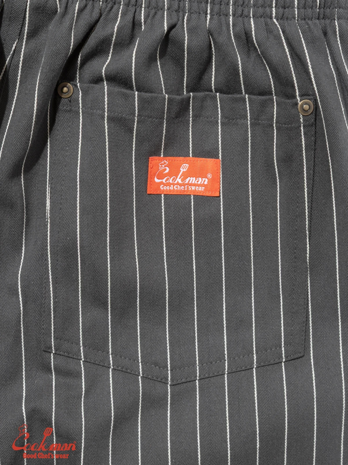 �����եѥ�� Chef Pants Short Front Pocket Herringbone Stripe Charcoal