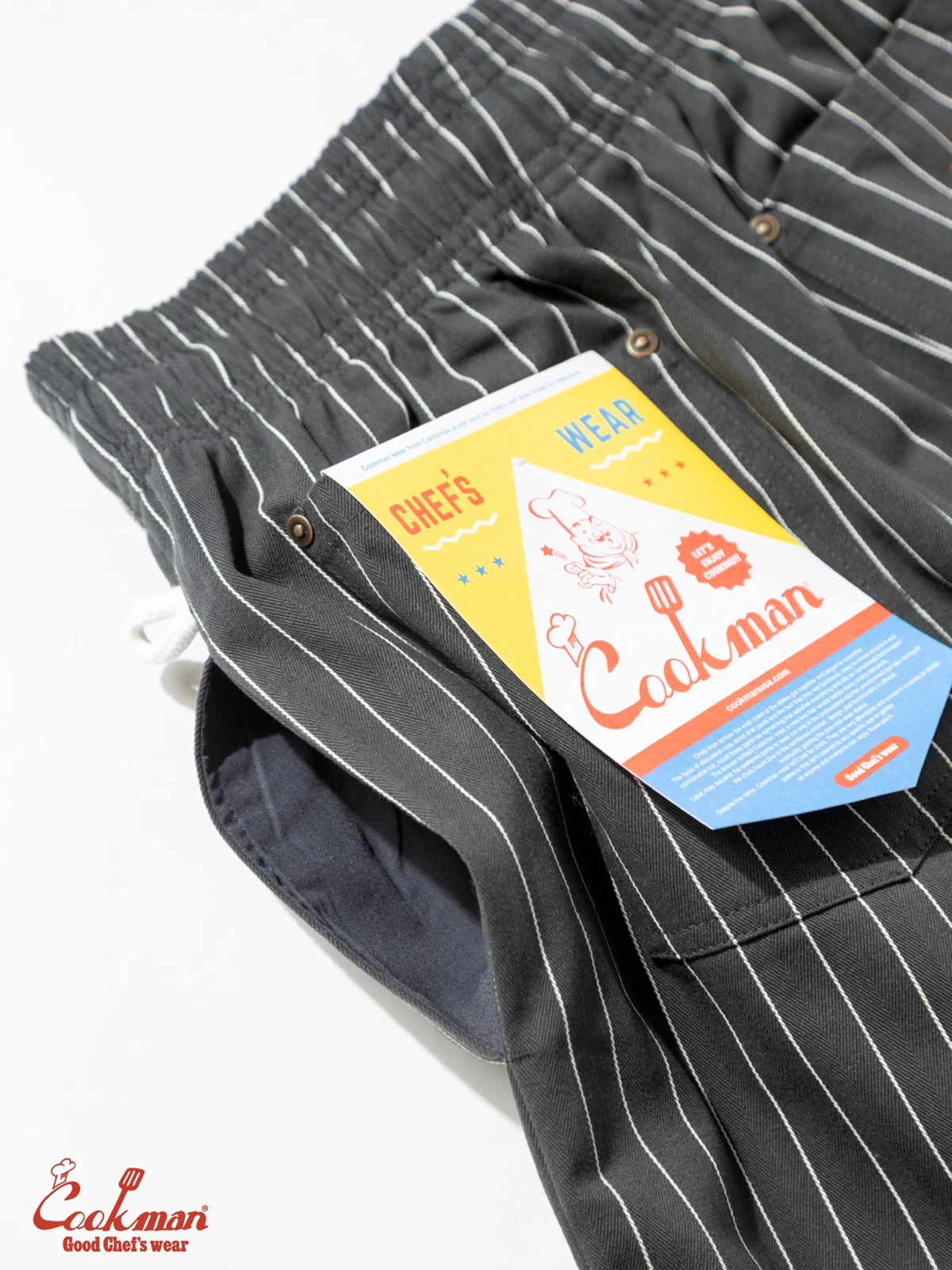 �����եѥ�� Chef Pants Short Front Pocket Herringbone Stripe Charcoal