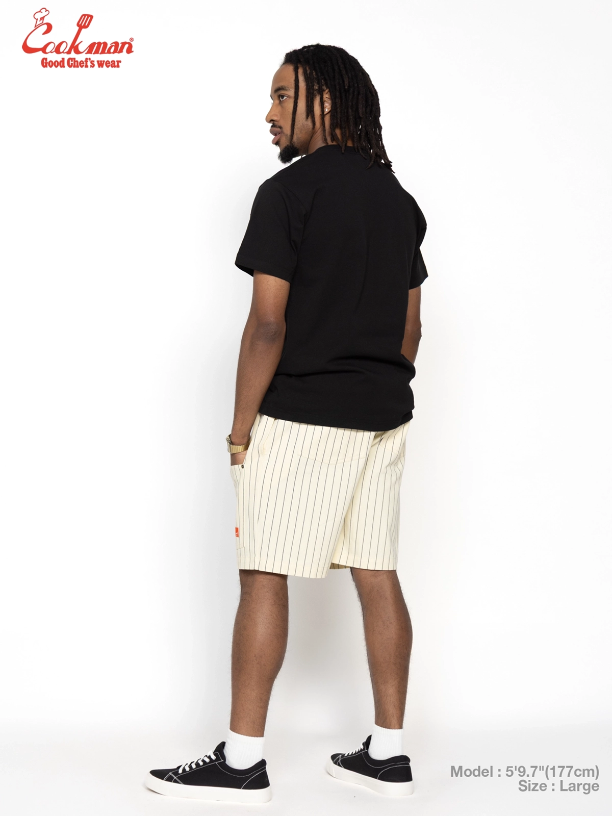 �����եѥ�� Chef Pants Short Front Pocket Herringbone Stripe Cream