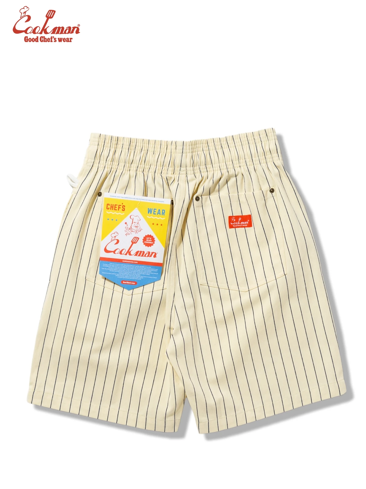 �����եѥ�� Chef Pants Short Front Pocket Herringbone Stripe Cream
