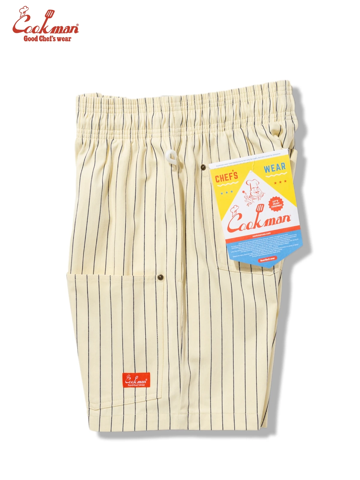 �����եѥ�� Chef Pants Short Front Pocket Herringbone Stripe Cream