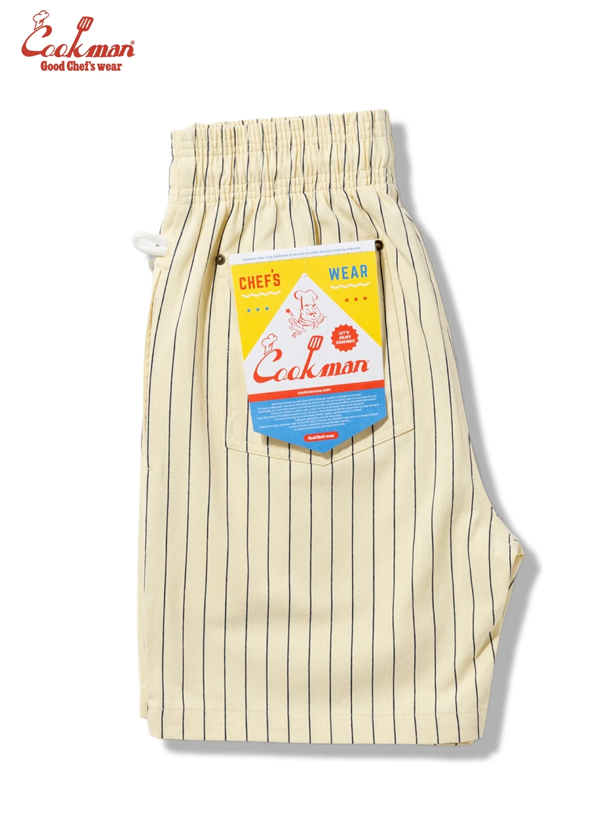 �����եѥ�� Chef Pants Short Front Pocket Herringbone Stripe Cream