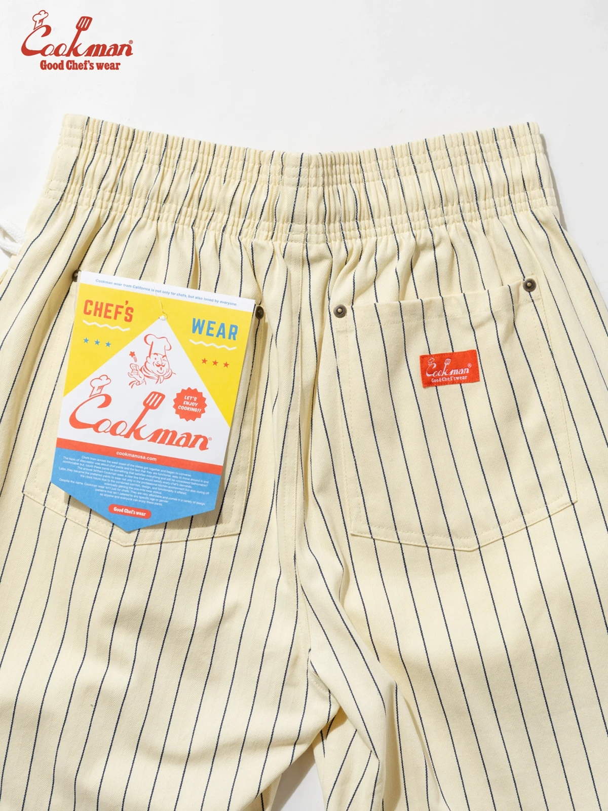 �����եѥ�� Chef Pants Short Front Pocket Herringbone Stripe Cream