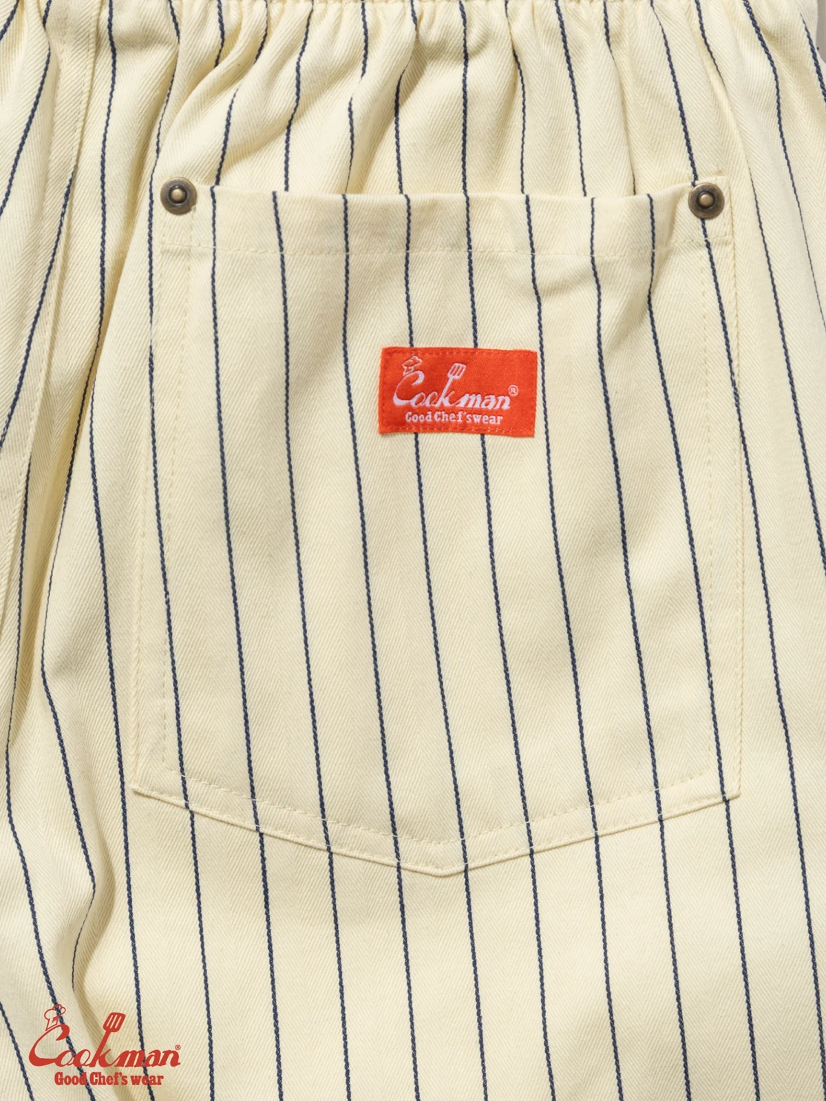 �����եѥ�� Chef Pants Short Front Pocket Herringbone Stripe Cream
