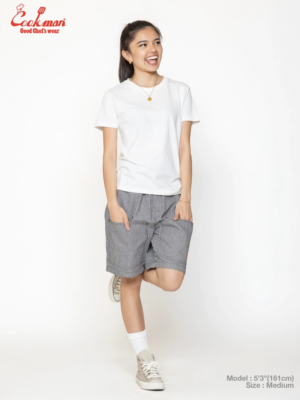 �����եѥ�� Chef Pants Short Front Pocket Hickory Black