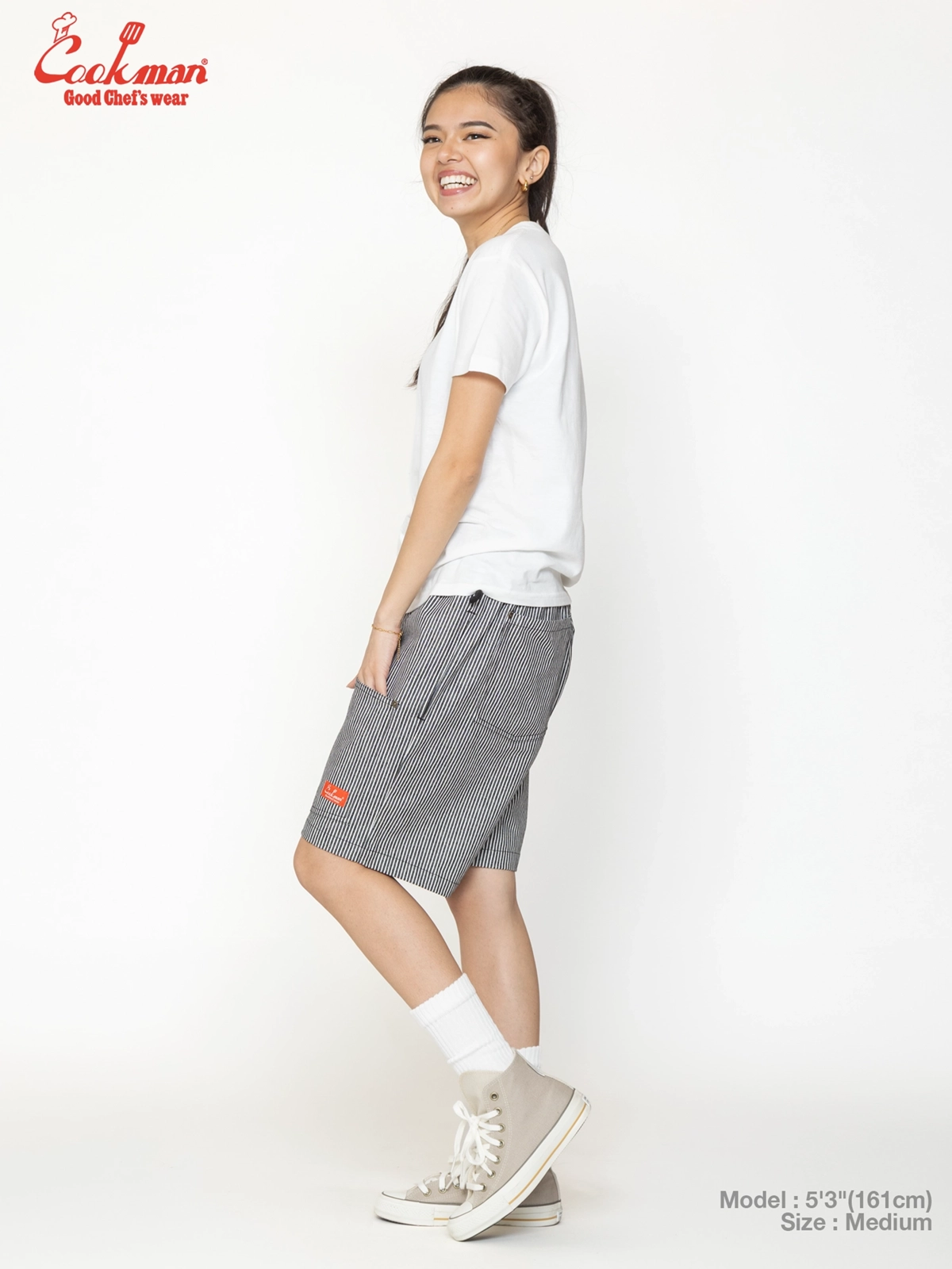 �����եѥ�� Chef Pants Short Front Pocket Hickory Black