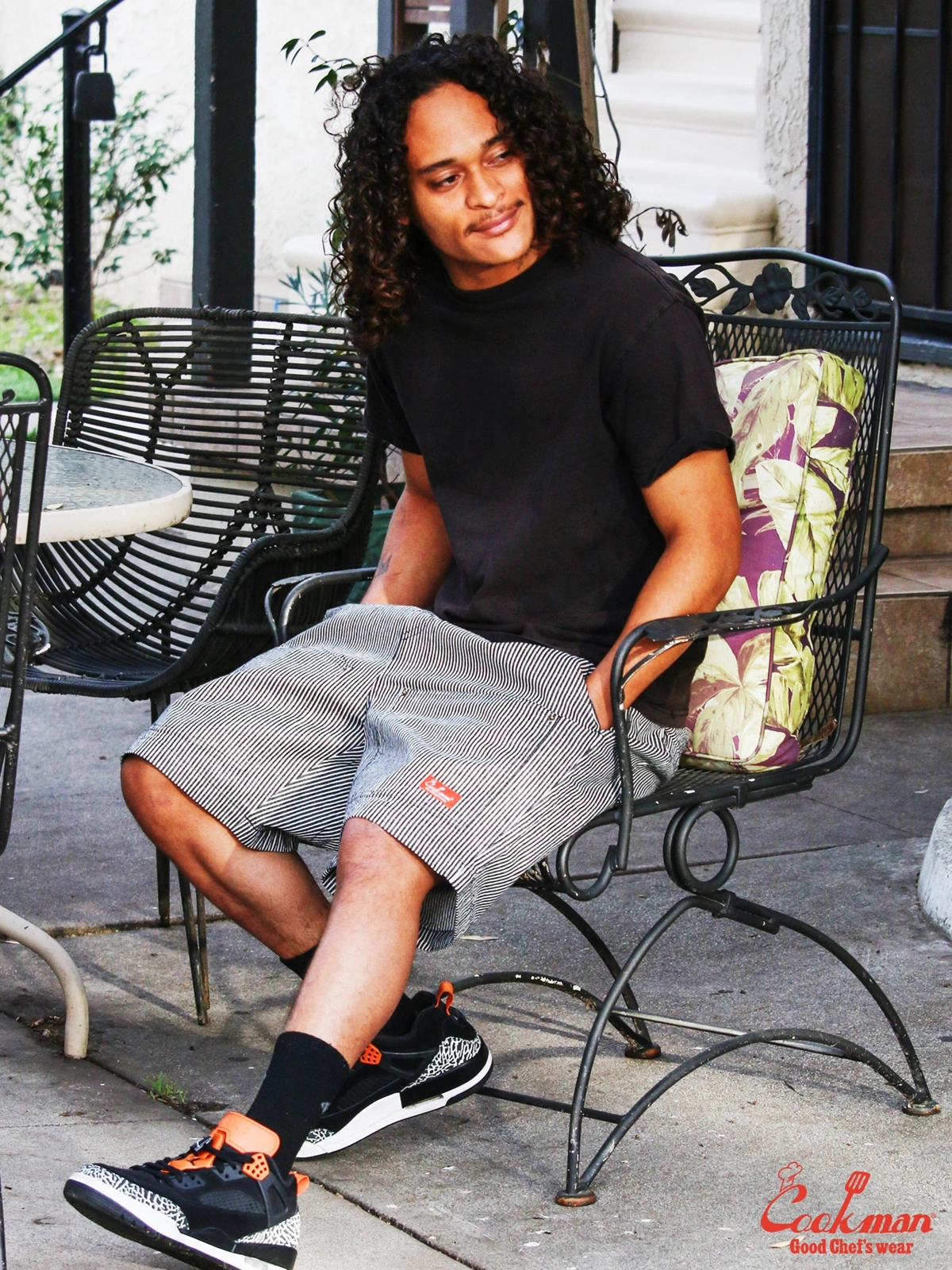 �����եѥ�� Chef Pants Short Front Pocket Hickory Black