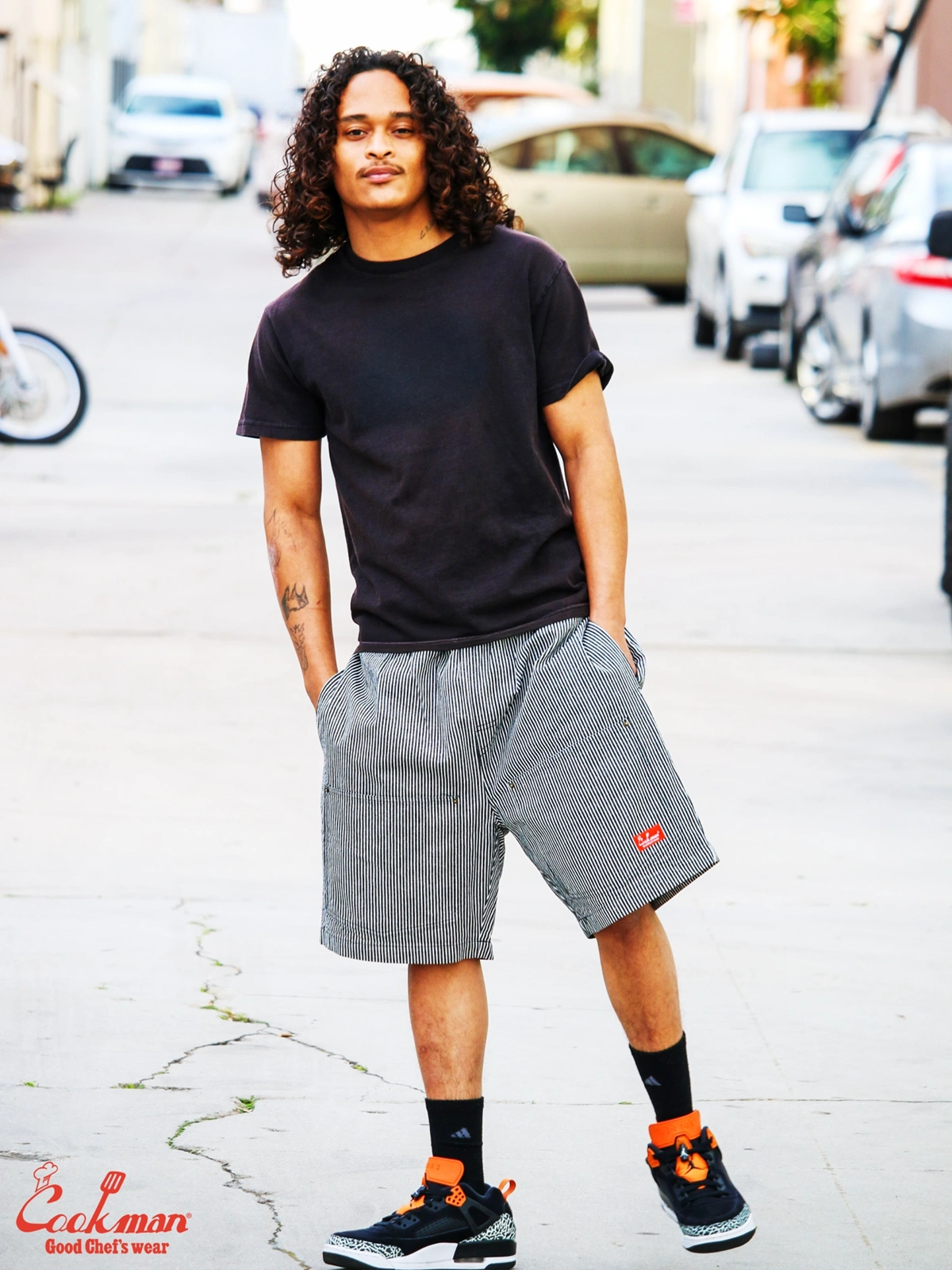 �����եѥ�� Chef Pants Short Front Pocket Hickory Black