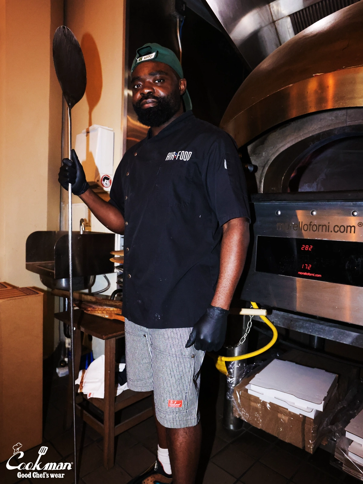 �����եѥ�� Chef Pants Short Front Pocket Hickory Black