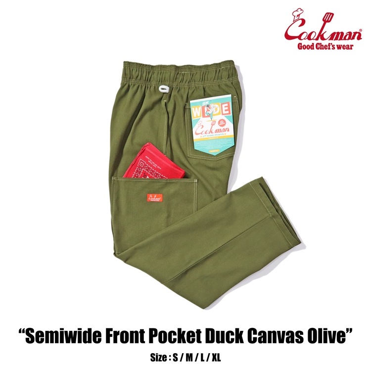 �����եѥ�� Chef Pants Semiwide Front Pocket Duck Canvas Olive