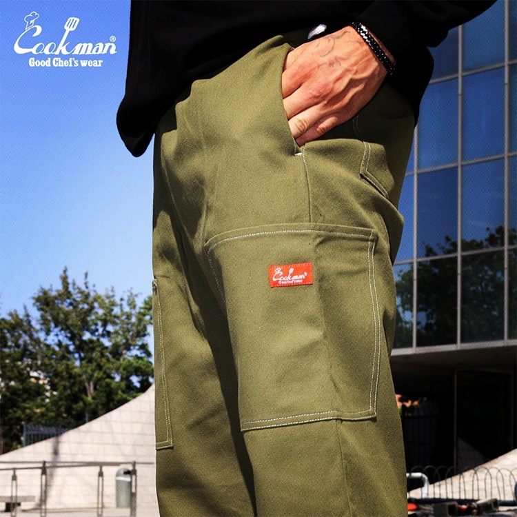 �����եѥ�� Chef Pants Semiwide Front Pocket Duck Canvas Olive