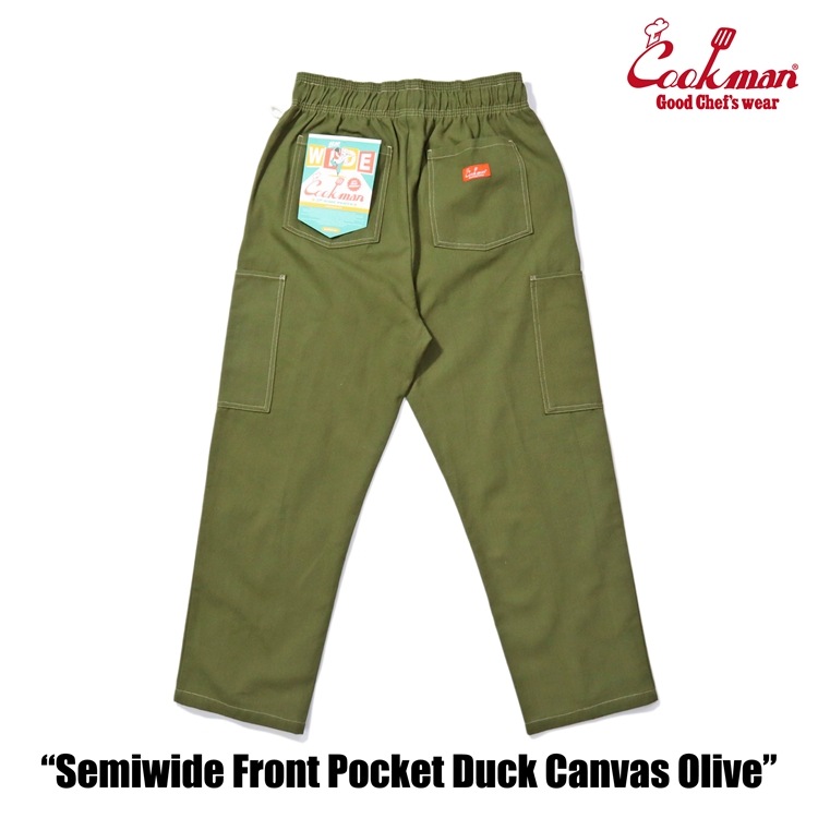 �����եѥ�� Chef Pants Semiwide Front Pocket Duck Canvas Olive