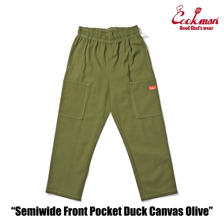 �����եѥ�� Chef Pants Semiwide Front Pocket Duck Canvas Olive