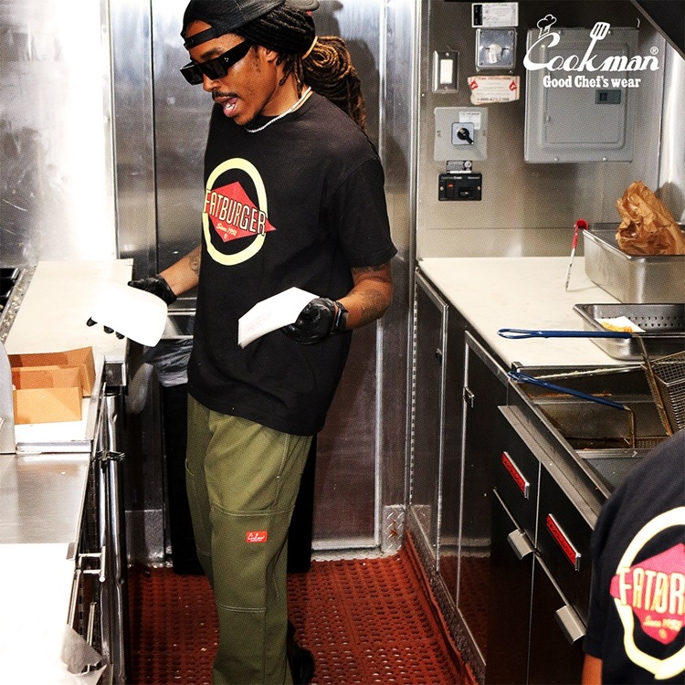 �����եѥ�� Chef Pants Semiwide Front Pocket Duck Canvas Olive