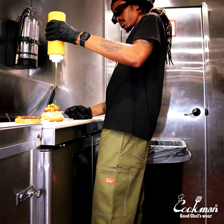 �����եѥ�� Chef Pants Semiwide Front Pocket Duck Canvas Olive