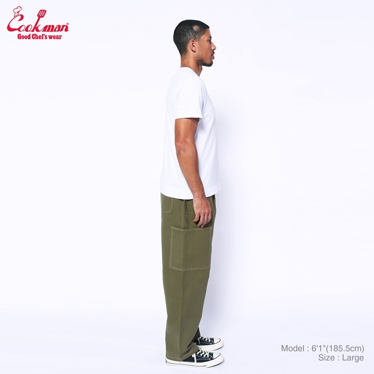 �����եѥ�� Chef Pants Semiwide Front Pocket Duck Canvas Olive