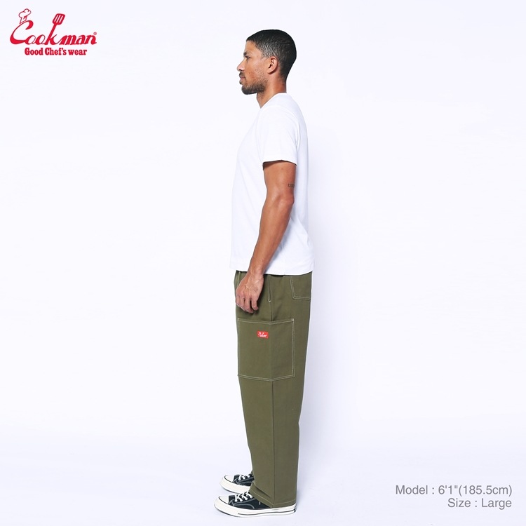 �����եѥ�� Chef Pants Semiwide Front Pocket Duck Canvas Olive